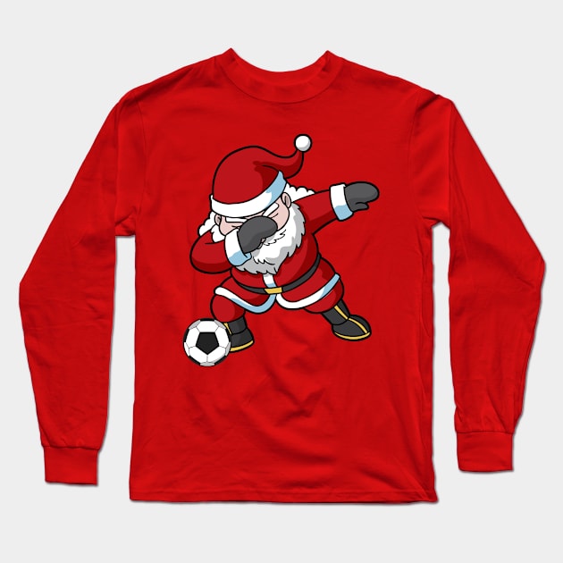 Soccer Santa Claus Christmas Dab Dance Long Sleeve T-Shirt by E